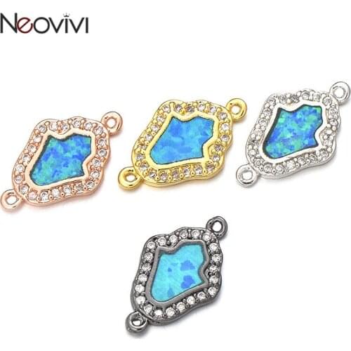 Neovivi Big Blue Opal Charm Unique Hand Charms for Jewelry Making Bracelets Clear Cubic Zirconia Women Men DIY Craft Accessories