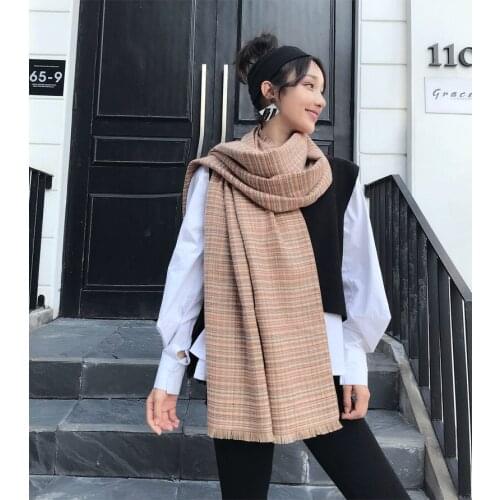 2021 New Classical Plaid Winter Cashmere Long Scarf For Women Top Quality All-match British Warm Soft Ladies Cashmere Shawls