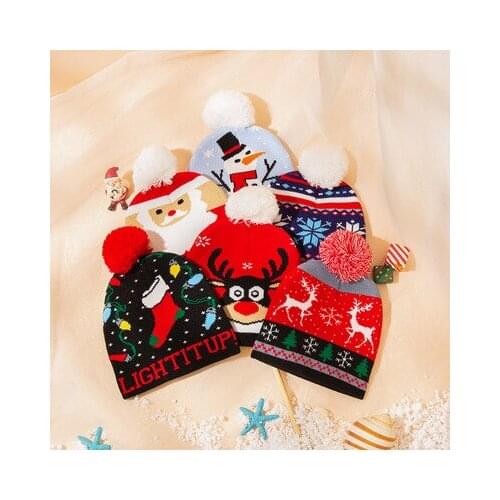 Autumn Winter Newborn Baby Boys Girls Christmas Beanies Hats Soft Warm Toddler Children Cotton Knitted Beanies hats Gorros