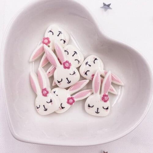Resin Colorful Kawaii Cute Rabbit Flatback Cabochon Stone Home Ornament DIY Scrapbook Figurines Embellishments Craft F086
