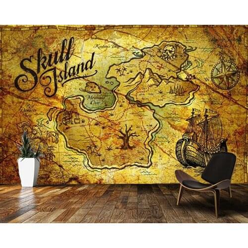 Custom retro wallpaper, 3D pirate treasure map for the living room bedroom TV background wall vinyl papel de parede