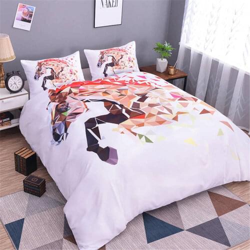 Lovely Fresh Print Horse Bedding Set Animal Print Duvet Cover Set Microfiber Comforter Bedding Sets Queen King Size Bedclothes