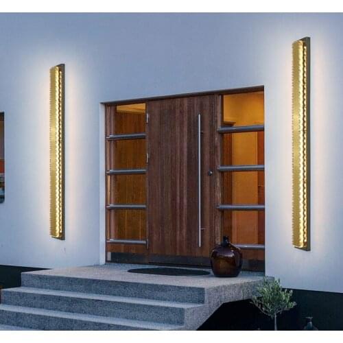 Luxury Gold Long Strip Wall Lamp Atmosphere Corridor Balcony Decoration Background Wall Outdoor Waterproof Courtyard Line Lamp