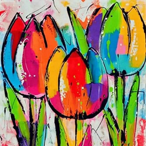 Flower paint with diamond Pink Tulips full diamond mosaic Flowers diy crystal diamond painting pattern kits mosaic