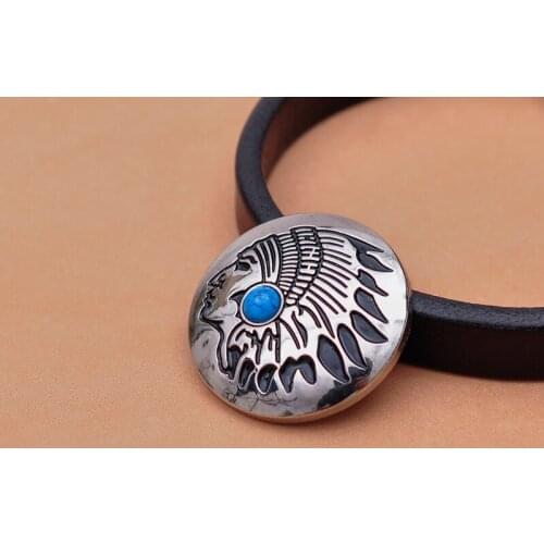 30mm10pcs Bling Silver Southeast Indian Chief Head Leathercraft Saddles Turquoise Conchos Set Screw Back
