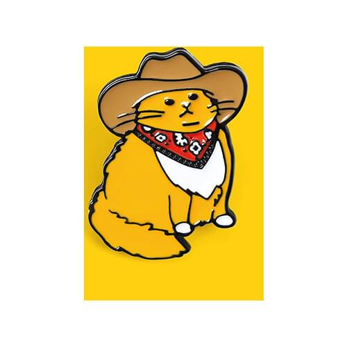 Cute Cartoon Cat Brooch Pin Alloy Enamel Charm Animal Brooches Ins Western Cowboy Cat Badge All-match Gifts Enamel Pins