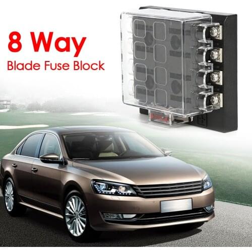 8 Way Circuit Standard Fuse Block Car Fuse Holder with Transparent Cover