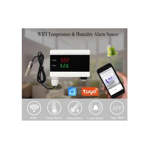 Tuya Smart home Temperature Humidity Alarm Sensor Thermometer Hygrometer Detector Home Digital Display Android App Alert