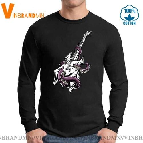 Hip Hop Guitarist gift tee shirt Streetwear Rock Music T-shirt Funny Octopus Design shirt Cartoon Guitar Octopus T shirt men