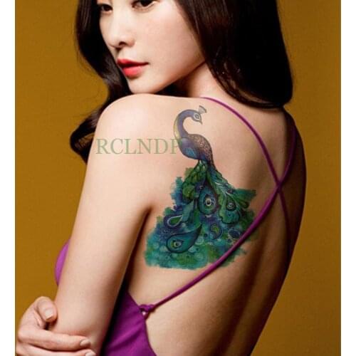 Waterproof Temporary Tattoo Sticker Peacock Fake Tatto Flash Tatoo Body art Back Leg Arm belly Large size for Women Men girl