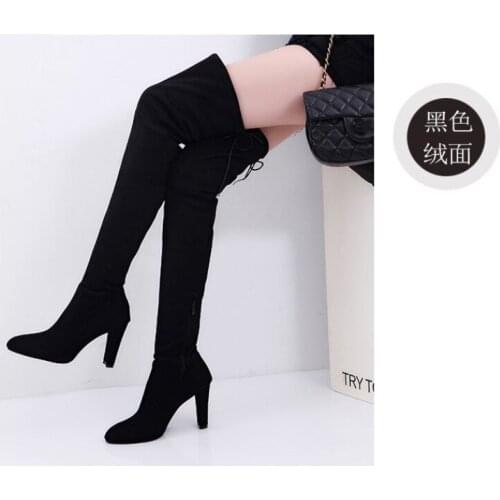 2021 Women Casual Red Over the Knee boots shoes Winter Female Round Toe Platform high heels Pumps Warm Snow Boots