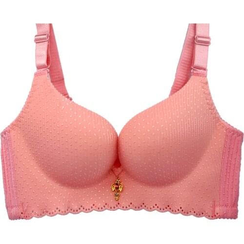 Women Push Up Bra Wire Free Lingerie 3/4 Cup Cotton sexy bra gathering Deep V One-Piece support chest bra 32 34 36 38 A B