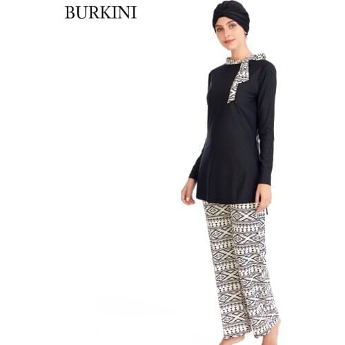 Modest Islamic Full Cover Floral Swim Suits Muslim Swimwear Women Burkinis Musulman Swimsuit Female Bathing Wear
