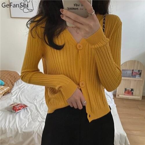 2021 Women Knitted Cardigans Sweater Fashion Autumn V-Neck Long Sleeve Casual Coat Casual Button Solid Elegant Female Tops