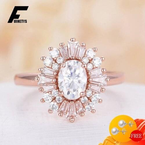 Luxury Charm Rings 925 Silver Jewelry Oval Zircon Gemstone Accessories for Women Wedding Engagement Party Gift Ring Wholesale