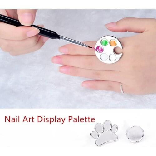1PC Stainless Ring Palette Nail Art Display Palette Mixing Acrylic Gel Polish Painting Plate Drawing Color Palette Manicure Tool