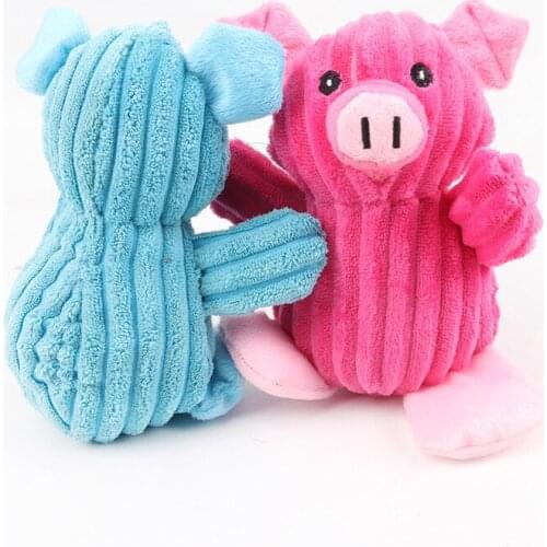 1pc Plush Dog Toys Squeaky Red Blue Pig Puppy Chew Toy Interactive Cat Toys Pet Dog Sound Toys For Small Medium Dogs