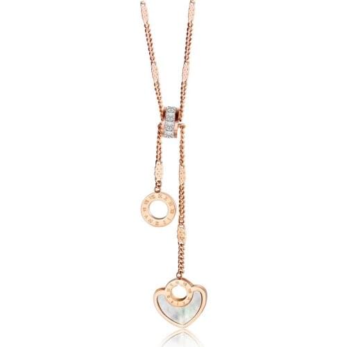 2020 Jewelry Cubic Zircon Gold Color Necklaces For Women Romantic Silver Color Clavicle Heart Necklaces Pendants For Ladies