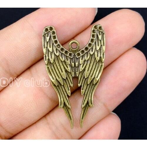 25pcs-Antique Bronze Large Angel Wing Charms Pendant 39x23mm