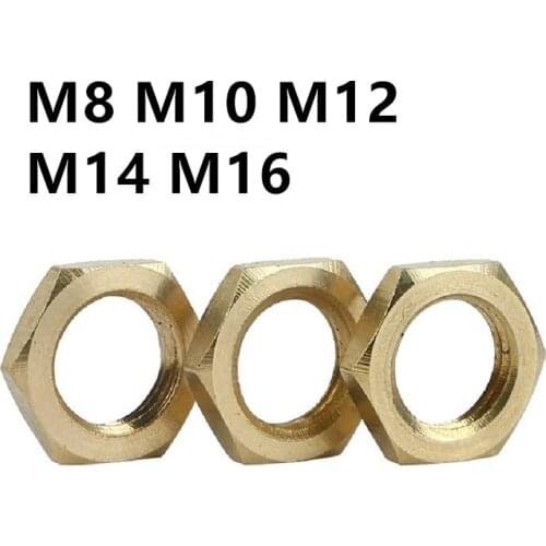50/20/10PCS M8 M10 M12 M14 M16 GB808 Copper hexagon thin nuts fine thread nut lock sleeve