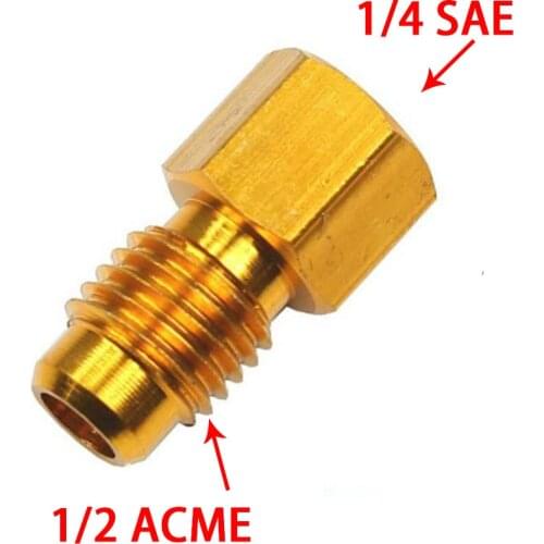 Car Conditioner Adapter Brass R134A R12 Quick Coupling 1/2" ACME Male 1/4" SAE Gold Color 1PCS