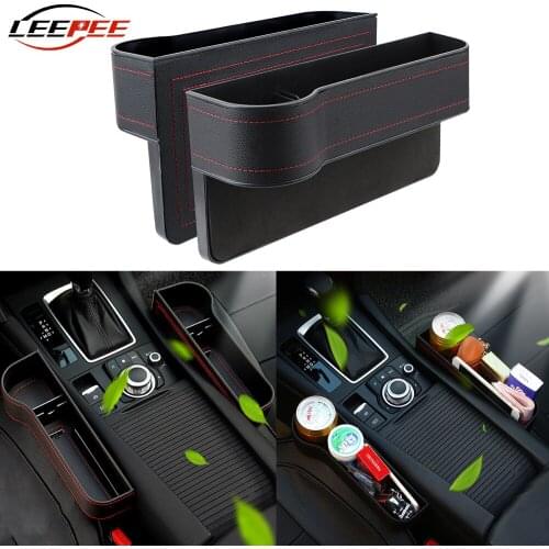 LEEPEE Car Seat Crevice Storage Box Easy Fixed in Gap Multifunctional Pocket Organizer Leather Stow Tidy Accessories Universal