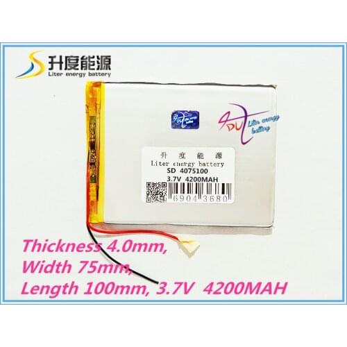 Free shipping 1PCS/Lot 3.7 V high capacity polymer lithium battery, 4075100, 4200 mah sun N70 7 inch tablet battery