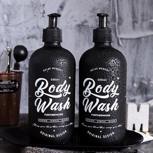 500ml Black Matte Glass Bottle Nordic Bathroom Body Wash Dispenser Shampoo Hair Conditioner Storage Press Sub-bottle
