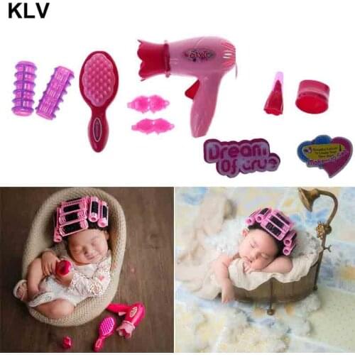 Baby Photography Funny Movie Style Landlady Cosplay Photo Shot Memorial Props Head Cover With Comb Hair Dryer Roller Cap Hat