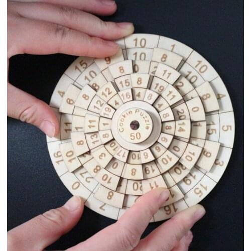 Children Math Toy Wooden Puzzle With Math Brain Teasers Kids Intelligence Development Toy Adult Digital Turntable 2021 New
