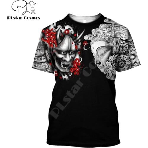 Buddhism and Oni Mask Tattoo 3D All Over Printed Men t shirt Summer Harajuku Casual short Sleeve Tee shirts Unisex tops TX-19