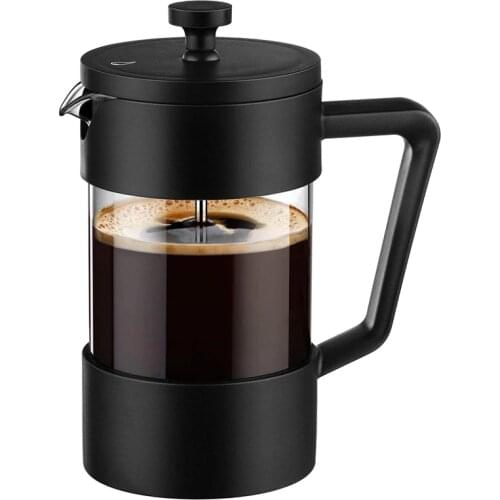 Hot French Press Coffee & Tea Maker 12Oz, Thickened Borosilicate Gl Coffee Press Rust-Free and Dishwasher Safe,Black