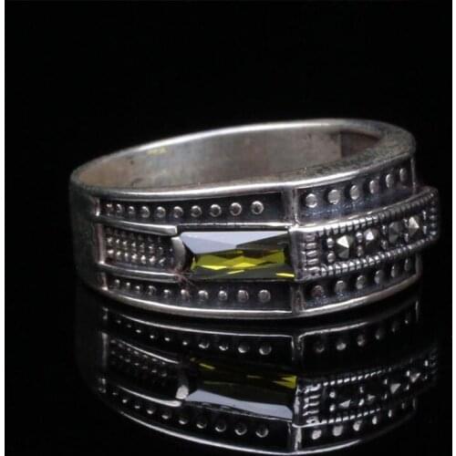 Handmade Mans Zircon Green Gemstone Ring, Mans 925 Silver Ring, Zircon Ring, Silver Handmade Ring