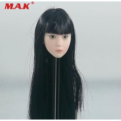 1/6 Scale Figure Head Carved Black Long Hair Carving Little Girl Head Sculpt For 12 '' Phicen Action Figure Body Accessory