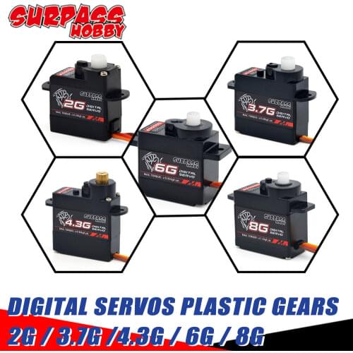 Surpass Hobby 2g 3.7g 4.3g 6g 8g Micro Digital Servo Plastic Gear Mini Servos for RC 1/24 Car Airplanes Fixed-wing Helicopter