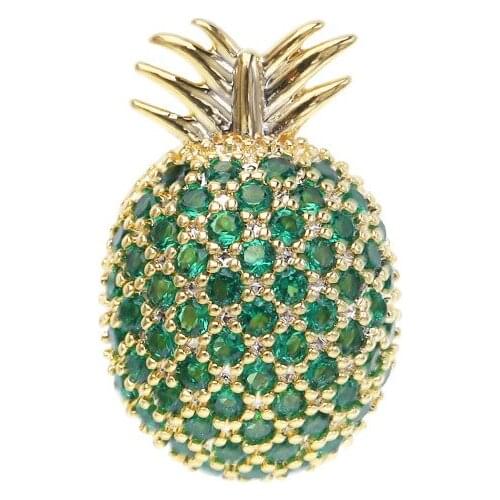 Fashion Cute Cubic Zirconia Pineapple Lapel Pins For Women High Quality Metal Gold Plated Samll Brooches Pins Jewelry Wholesale
