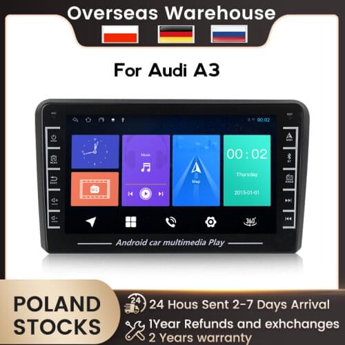 MEKEDE Support DVR SWC reversing impact multi-function car multimedia player for Audi A3 touch screen GPS navigation with button