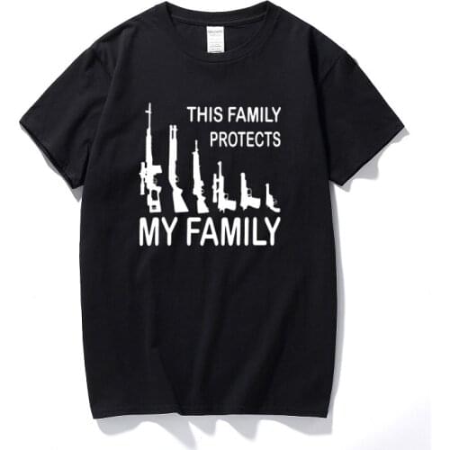 Camisetas hombre camiseta This family protects my family Arms Funny t-shirt men short sleeve t shirt Printed Cotton tops