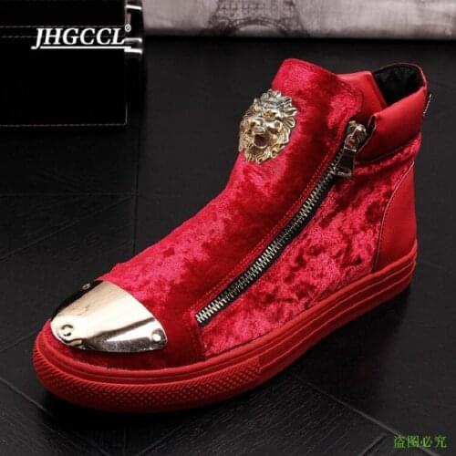 NEW Mens Velvet Boots High Top British Style Shoes Men Zipper Causal Luxury Shoes Bottom Shoes rubber sneakers P30
