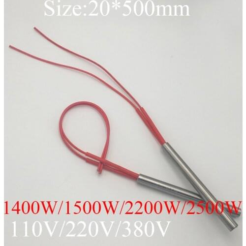 20x500 20*500 1400W 1500W AC 110V 220V 380V Stainless Steel Cylinder Tube Mold Heating Element Single End Cartridge Heater