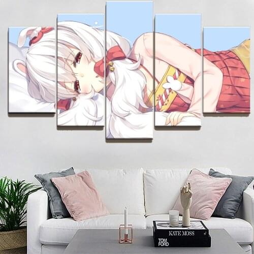 Wall Art Canvas Painting 5 Piece Modern Animation Akagi Azur Lane Picture Hd Print Cartoon Modular Poster Living Room Home Decor