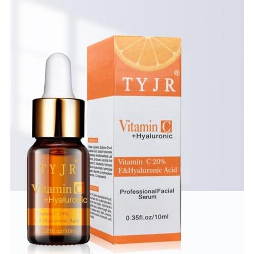 Pure Vitamin C Serum Liquid Freckle Removal Acne Scars Hyaluronic Acid Anti-Wrinkle Whitening VC Face Serum Fade Dark Circles