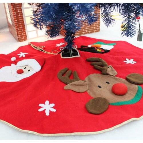 78-90cm Snow Plush Christmas Tree Skirt Base Floor Mat Cover XMAS Merry tree ornament Santa Claus deer felt Christmas tree home