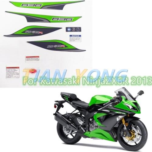 Full Graphics decorative Stickers Motorcycle accessories For Kawasaki KPX0613-2 NinjaZX6R 13 Green and black silk screen decals