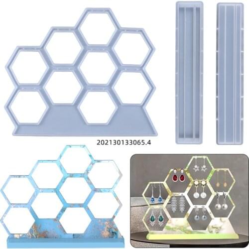 Hollow Hexagon Earring Hanger Silicone Mold for DIY Epoxy Crystal Resin Home Decorations Casting Tools