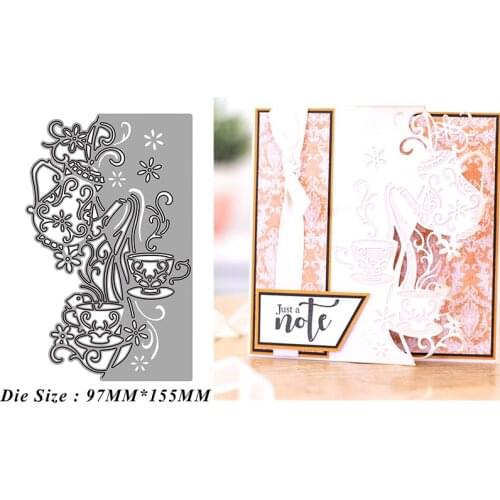 Cutting Dies Teapot Teacup Pour Water Lace DIY Mold Paper Metal Craft Dies for Card Making Cut Dies 2021 Embossing New Molds