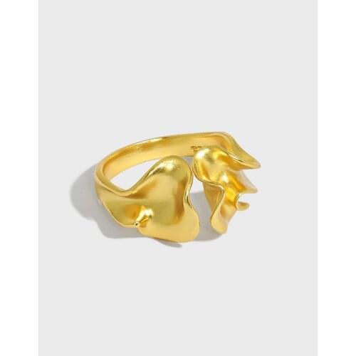 Simple 100% 925 Sterling Silver Rings For Women Jewelry 2021,Gold Color Punk Rock Adjustable Ring Woman Best Friends Accessories