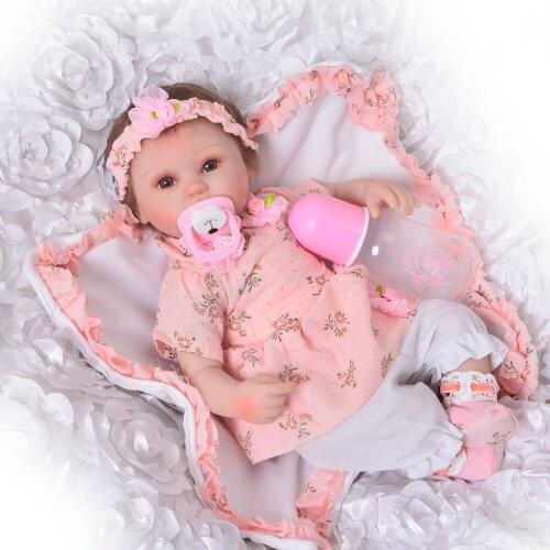 17 Inch KEIUMI Baby Doll Girl Realistic Princess Reborn Babies Doll Soft Silicone bebe For Kids Fashion DIY Brinquedos LIMiT
