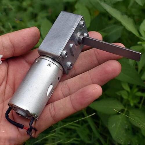 DC 12V-24V 10RPM Worm Gear 395 Reduction DC Motor All Metal Gear Slow Speed Mute High Torque Self-locking DIY Electrical Tools