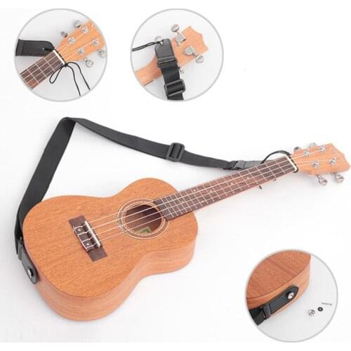 Adjustable Ukulele Guitar Belt Strap Durable Nylon Black Guitar Straps for Electric Acoustic Folk Guitar Bass with Tail Nail